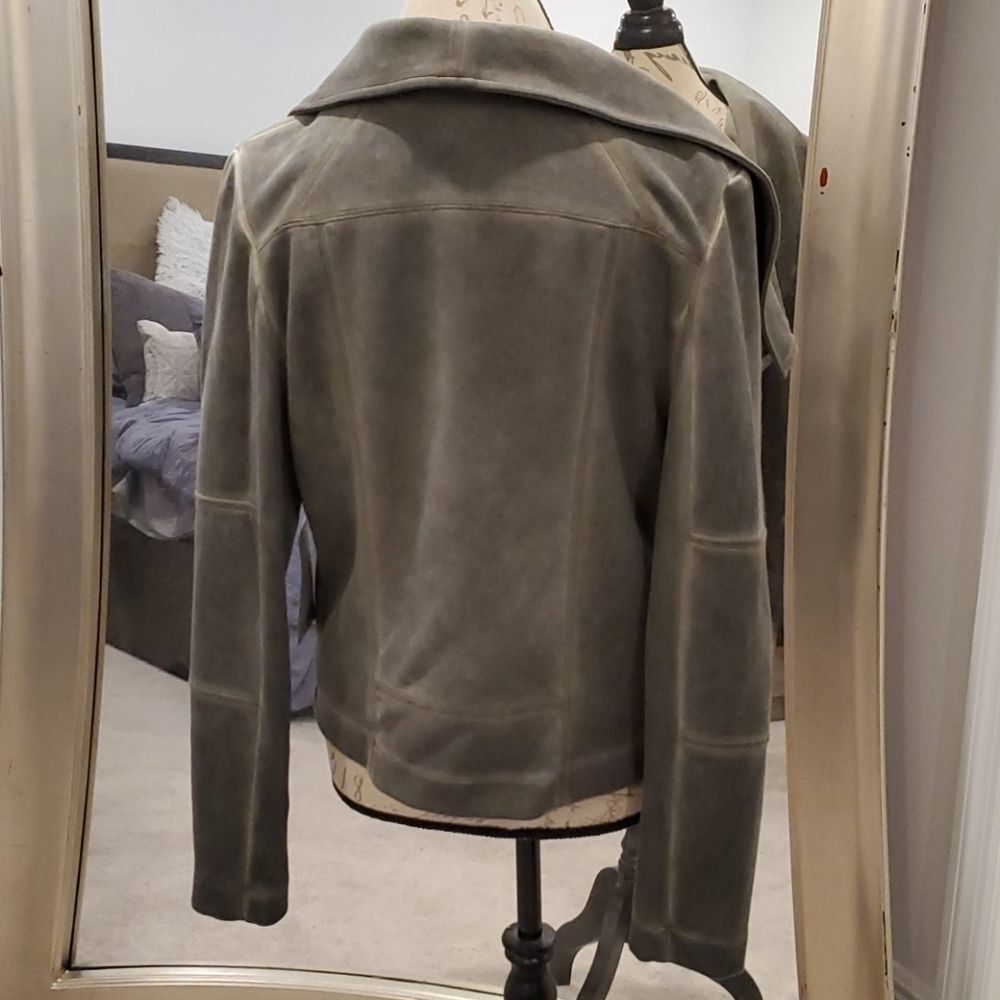 Bagatelle Washed Scuba Faux-Suede Drape Jacket - Picture 6 of 13